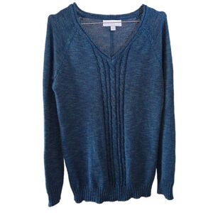 Carolyn Taylor Soft Teal V-Neck Long Sleeve Sweater